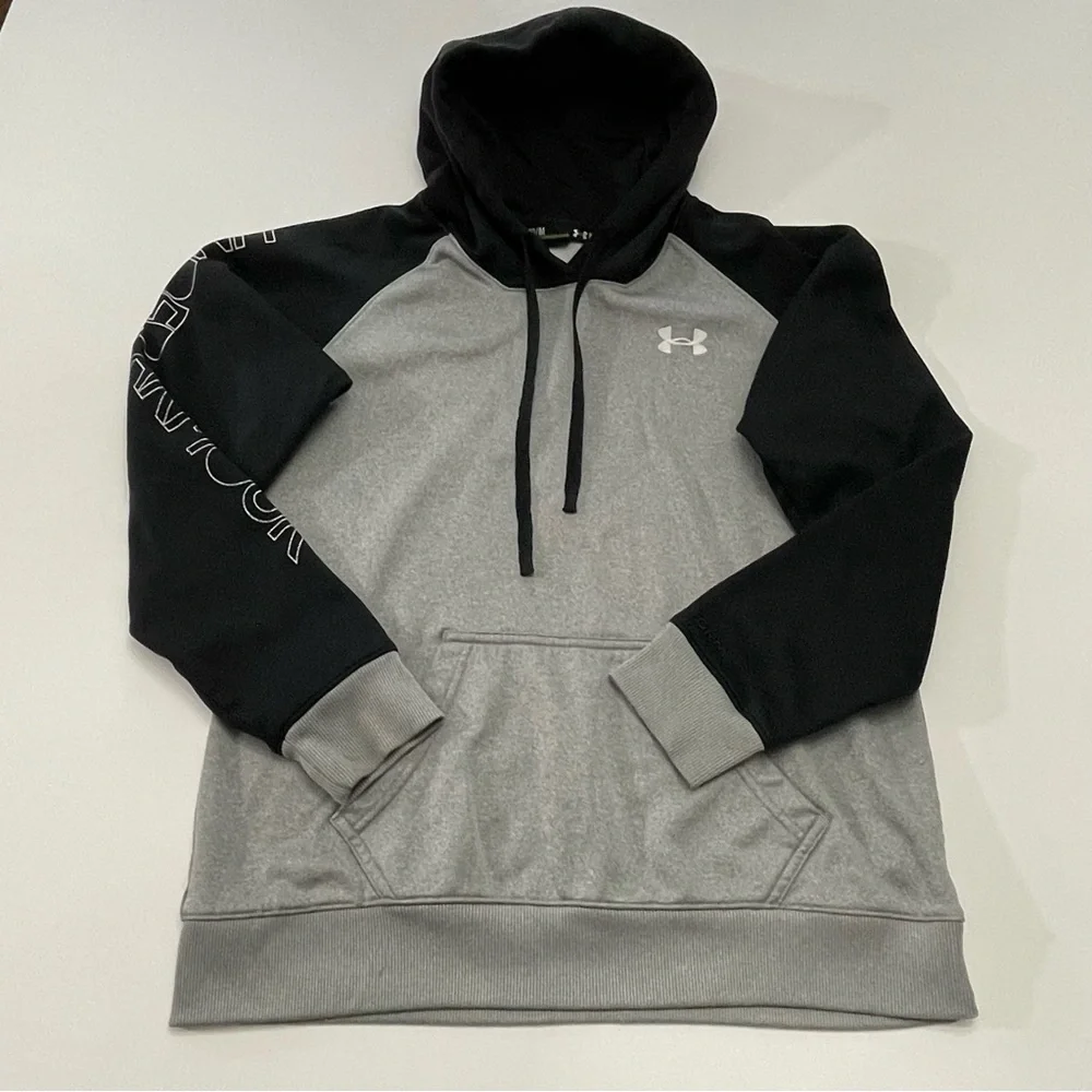 Under Armour Black Gray Hoodie Sweatshirt Mens M Long Sleeve College Athletics